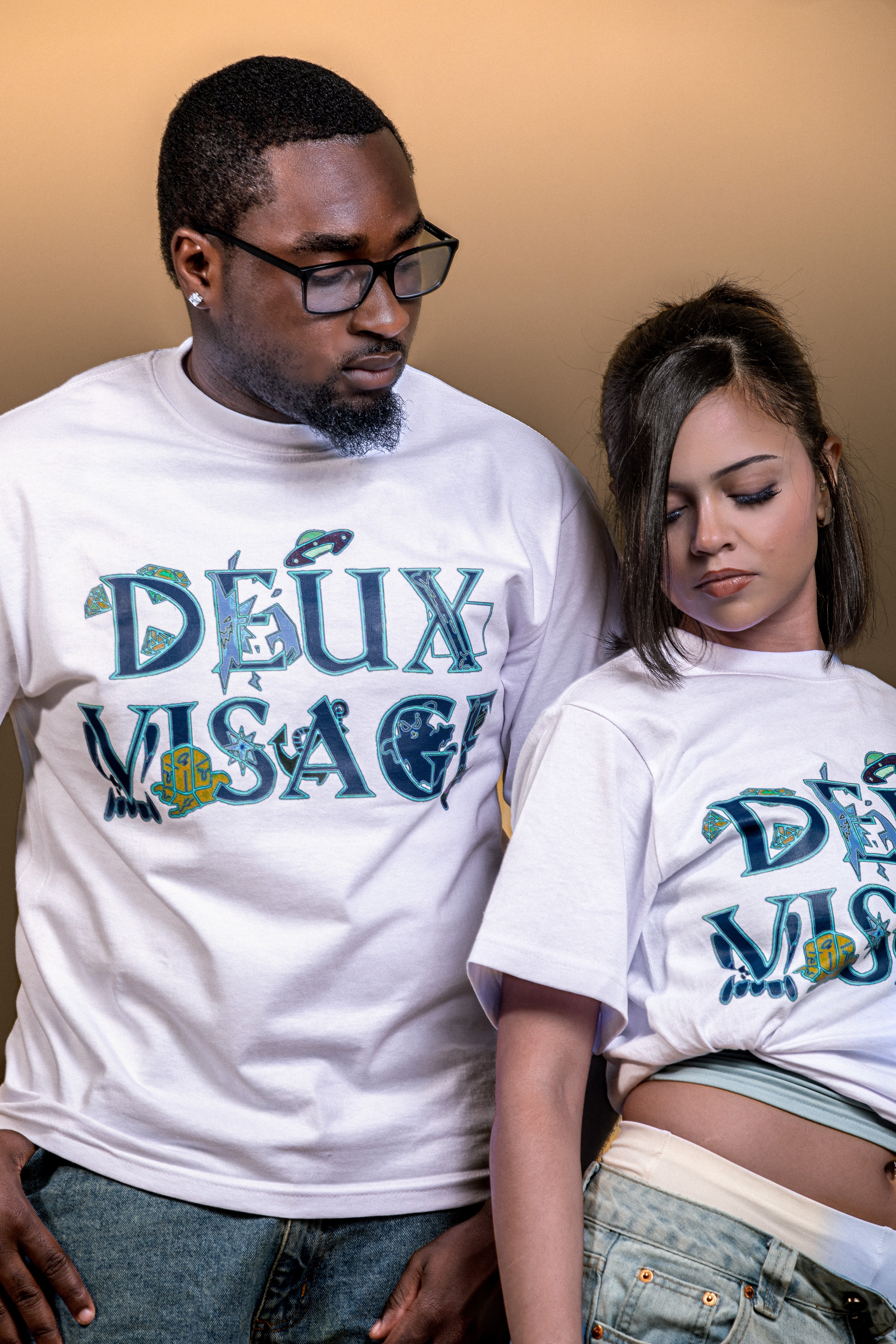 Deux Visage colorway white and blue TSHIRTS