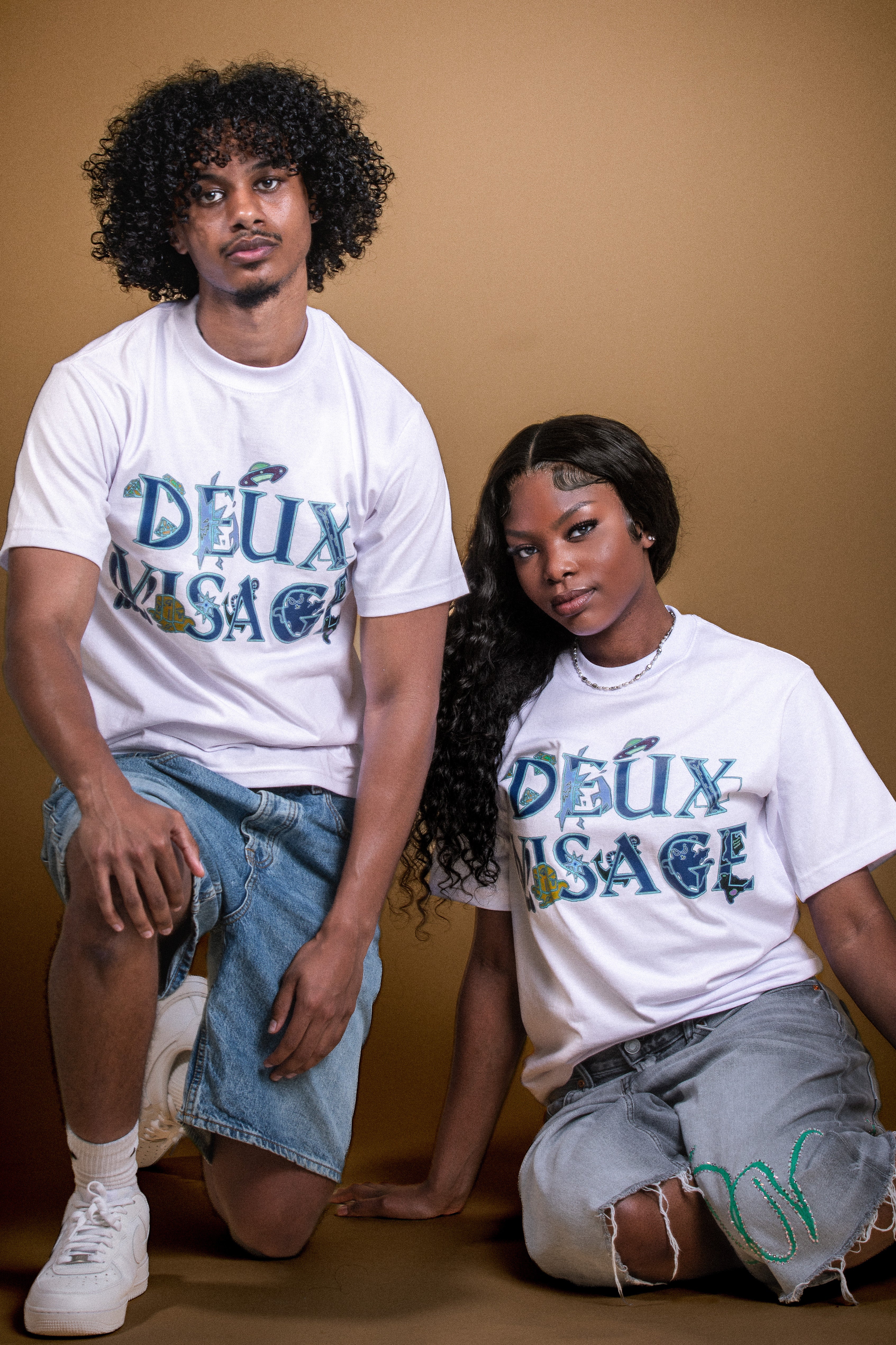 Deux Visage colorway white and blue TSHIRTS
